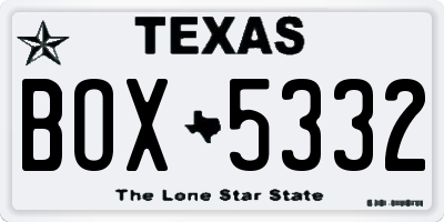 TX license plate BOX5332