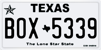 TX license plate BOX5339