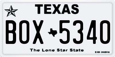 TX license plate BOX5340