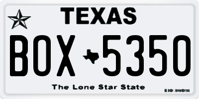 TX license plate BOX5350