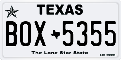 TX license plate BOX5355