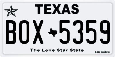 TX license plate BOX5359