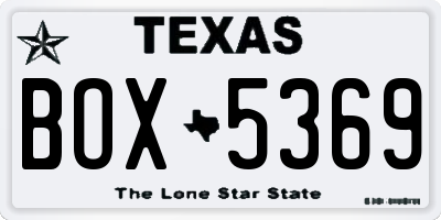TX license plate BOX5369