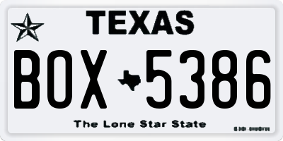 TX license plate BOX5386