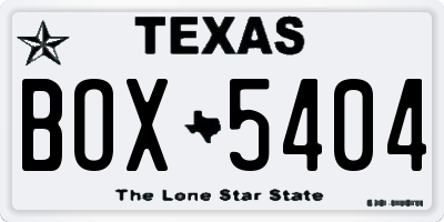 TX license plate BOX5404