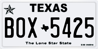 TX license plate BOX5425