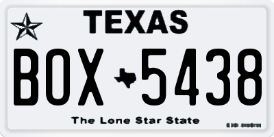 TX license plate BOX5438
