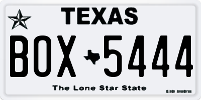 TX license plate BOX5444