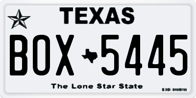 TX license plate BOX5445