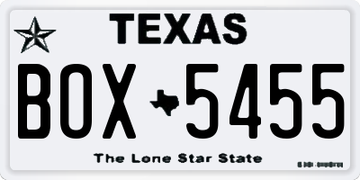 TX license plate BOX5455
