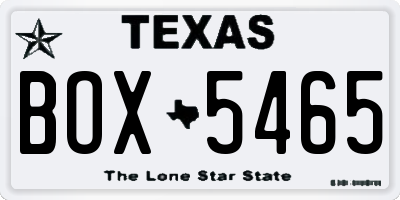 TX license plate BOX5465