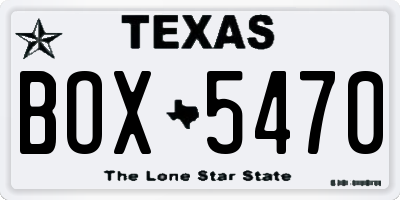 TX license plate BOX5470