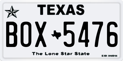 TX license plate BOX5476