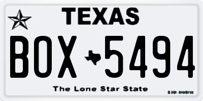 TX license plate BOX5494