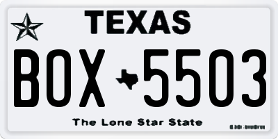 TX license plate BOX5503