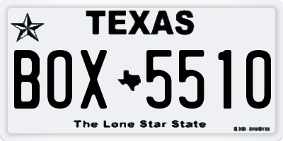 TX license plate BOX5510