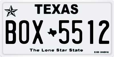 TX license plate BOX5512