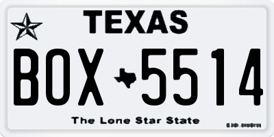 TX license plate BOX5514