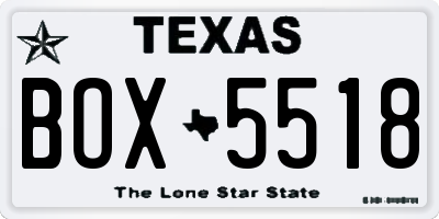 TX license plate BOX5518