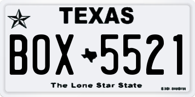 TX license plate BOX5521