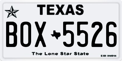 TX license plate BOX5526