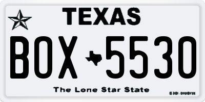 TX license plate BOX5530