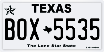 TX license plate BOX5535