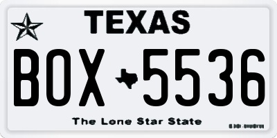 TX license plate BOX5536
