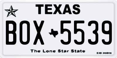 TX license plate BOX5539