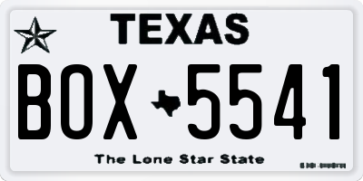 TX license plate BOX5541