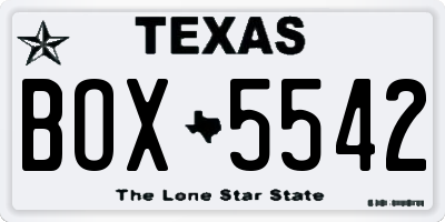 TX license plate BOX5542