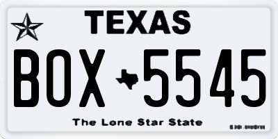 TX license plate BOX5545