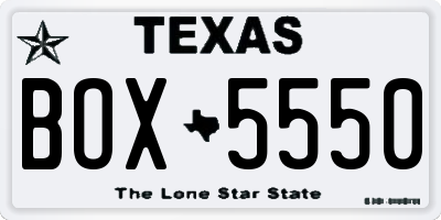 TX license plate BOX5550