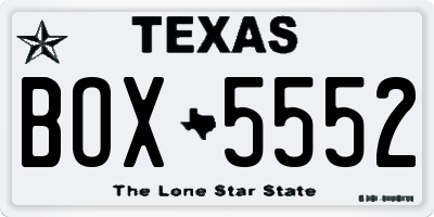 TX license plate BOX5552