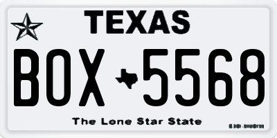 TX license plate BOX5568