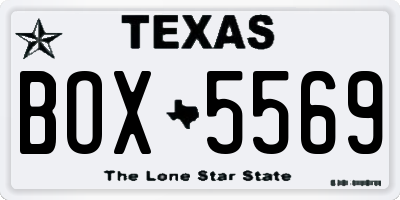 TX license plate BOX5569