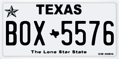 TX license plate BOX5576