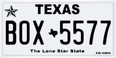 TX license plate BOX5577