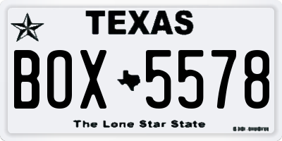 TX license plate BOX5578
