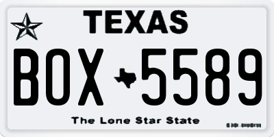 TX license plate BOX5589