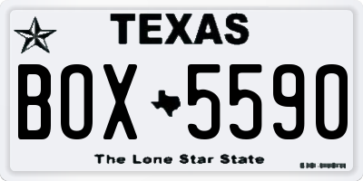 TX license plate BOX5590