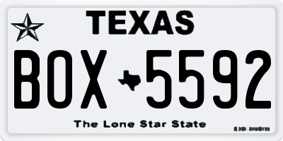 TX license plate BOX5592