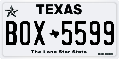 TX license plate BOX5599