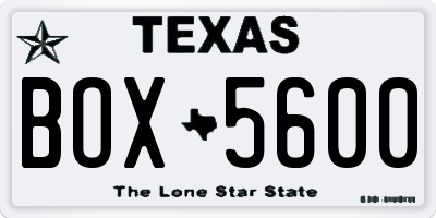 TX license plate BOX5600