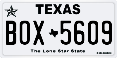 TX license plate BOX5609