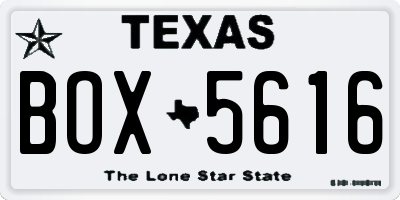 TX license plate BOX5616
