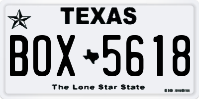 TX license plate BOX5618