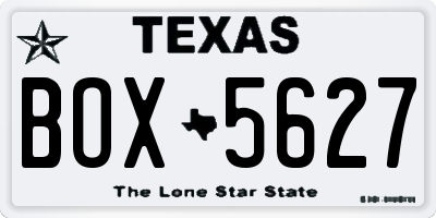TX license plate BOX5627
