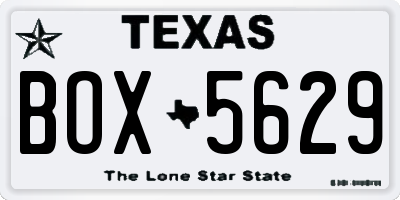 TX license plate BOX5629