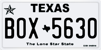 TX license plate BOX5630